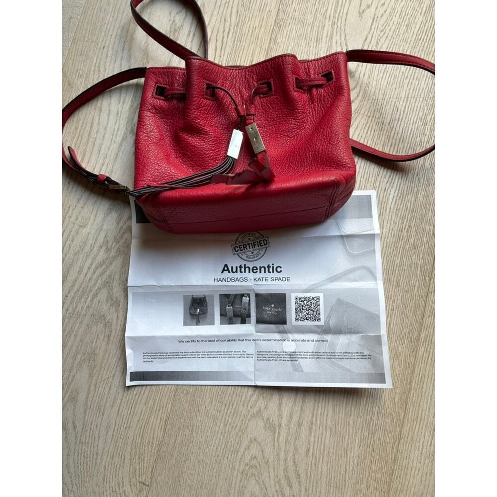 Kate Spade Tiny Cooper Red Pebbled Leather Crossbody Bag with COA - Picture 7 of 14